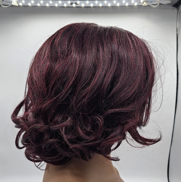 Zury Sis Beyond Black & Red Wine Side Swept Bang Moni Lace Front Wig - Picture 5 of 8